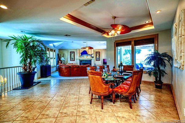 Dining room, Fireplace, Interior, Living room, Pendant Lights, Recessed Lighting