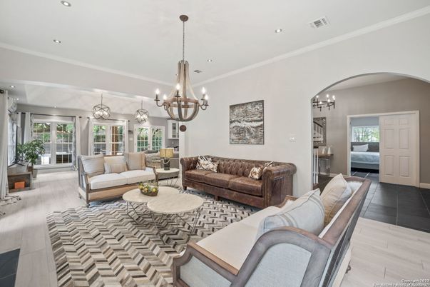 Chandelier, Interior, Living room, Recessed Lighting