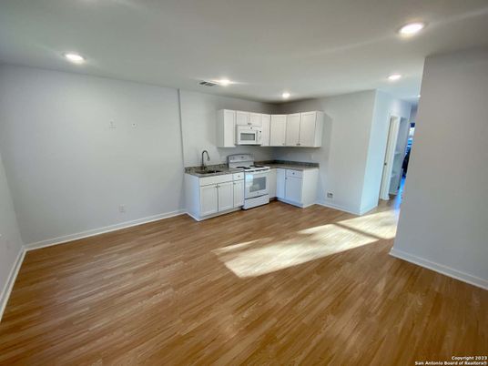 Interior, Kitchen, Recessed Lighting, Wood Texture Flooring
