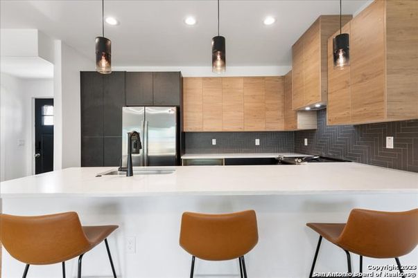 Interior, Kitchen, Pendant Lights, Recessed Lighting, Stainless Steel Appliances