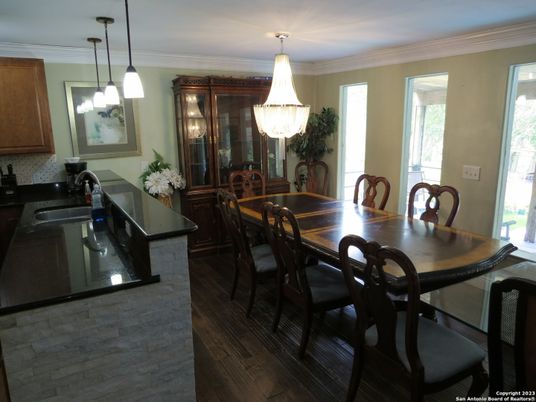 Chandelier, Dining room, Interior, Pendant Lights, Wood Texture Flooring