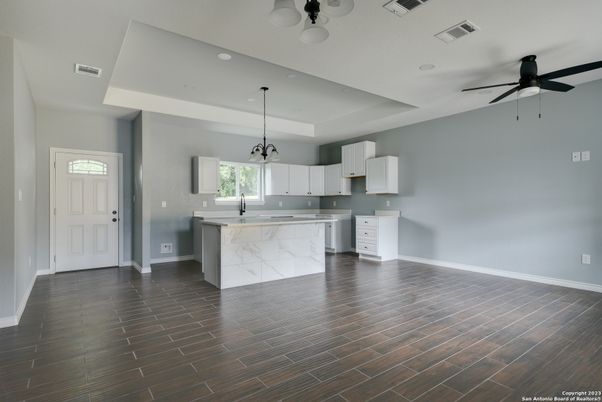 Interior, Kitchen, Pendant Lights, Recessed Lighting, Wood Texture Flooring