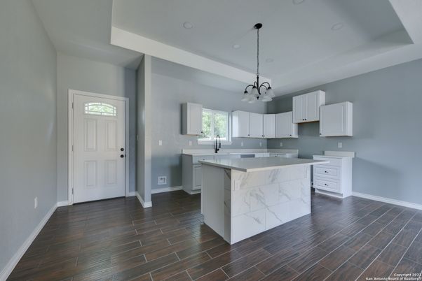 Chandelier, Interior, Kitchen, Pendant Lights, Wood Texture Flooring