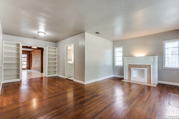 Empty room, Fireplace, Interior, Wood Texture Flooring