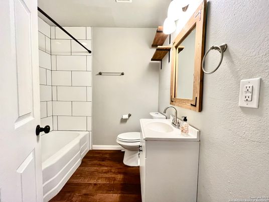 Bathroom, Dual Sink Vanities, Interior, Wood Texture Flooring
