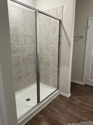Bathroom, Glass Shower, Interior, Wood Texture Flooring