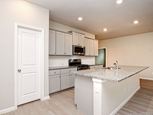 Interior, Kitchen, Recessed Lighting, Wood Texture Flooring