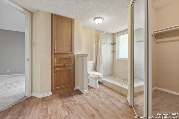 Bathroom, Glass Shower, Interior, Wood Texture Flooring