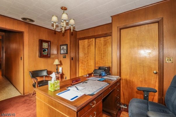 Chandelier, Home Office, Interior, Wooden Walls