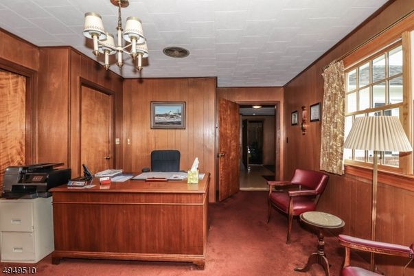 Chandelier, Home Office, Interior, Wooden Walls