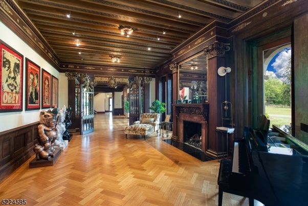 Fireplace, Interior, Recessed Lighting, Wooden Beams, Wooden Ceilings, Wood Texture Flooring