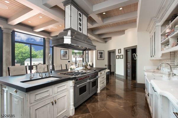 Interior, Kitchen, Recessed Lighting, Stainless Steel Appliances, Wooden Beams, Wooden Ceilings