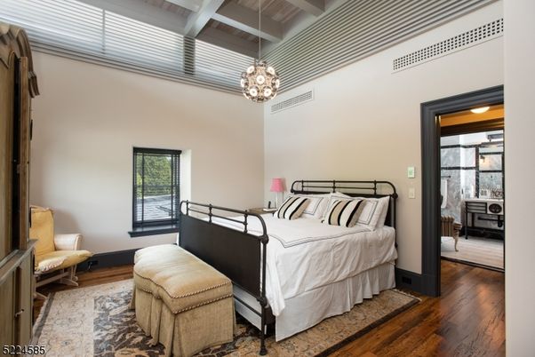 Bedroom, Interior, Pendant Lights, Wood Texture Flooring