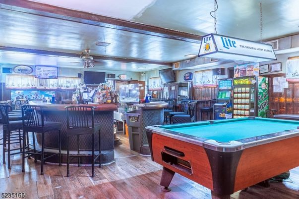 Billiard Table, Game Room, Interior, Pendant Lights, Wood Texture Flooring