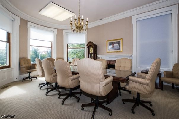 Chandelier, Dining room, Fireplace, Interior, Pendant Lights