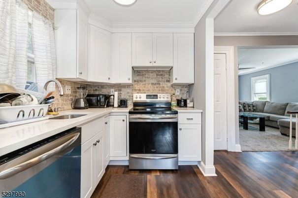 Interior, Kitchen, Living room, Recessed Lighting, Stainless Steel Appliances, Wood Texture Flooring