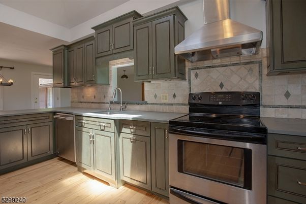 Interior, Kitchen, Pendant Lights, Stainless Steel Appliances, Wood Texture Flooring
