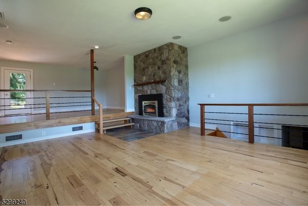 Fireplace, Interior, Recessed Lighting, Wood Texture Flooring