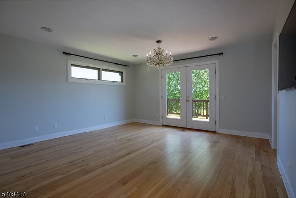 Chandelier, Empty room, Interior, Wood Texture Flooring