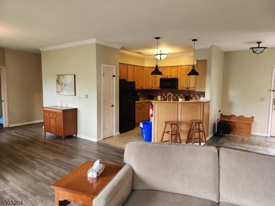 Interior, Kitchen, Living room, Pendant Lights, Wood Texture Flooring