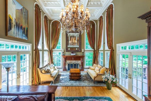 Chandelier, Fireplace, Interior, Living room, Wood Texture Flooring