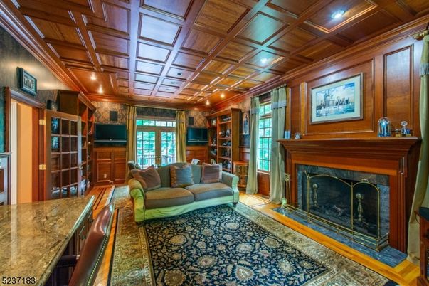 Fireplace, Interior, Living room, Recessed Lighting, Wooden Beams, Wooden Ceilings, Wood Texture Flooring, Wooden Walls
