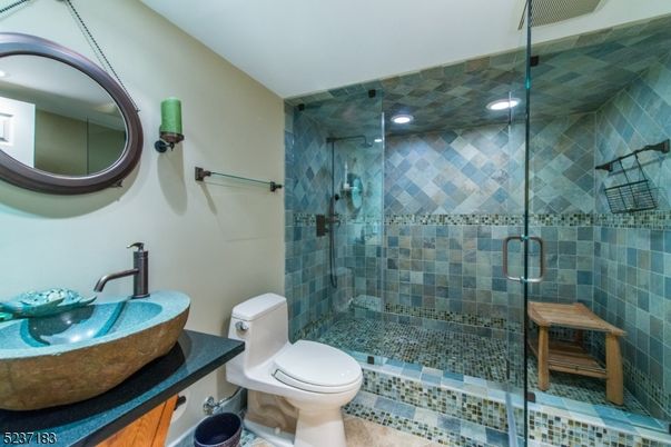 Bathroom, Glass Shower, Interior, Recessed Lighting