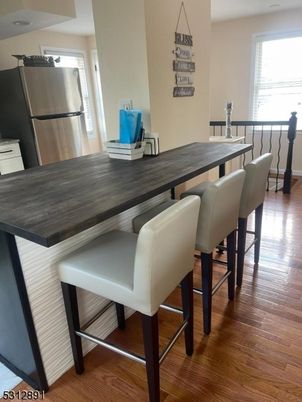 Dining room, Interior, Kitchen, Recessed Lighting, Wood Texture Flooring