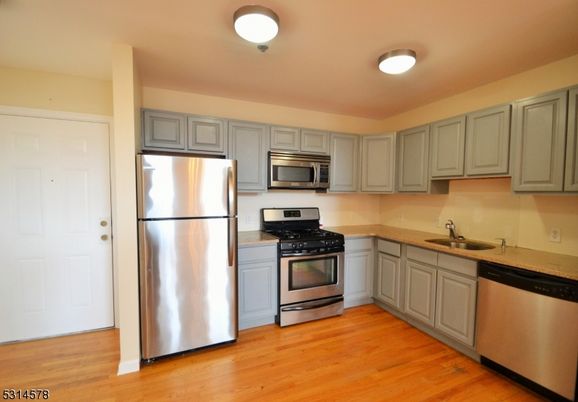 Interior, Kitchen, Stainless Steel Appliances, Wood Texture Flooring
