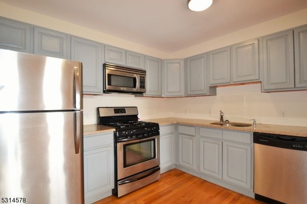 Interior, Kitchen, Stainless Steel Appliances, Wood Texture Flooring