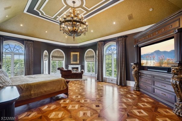 Bedroom, Chandelier, Interior, Recessed Lighting