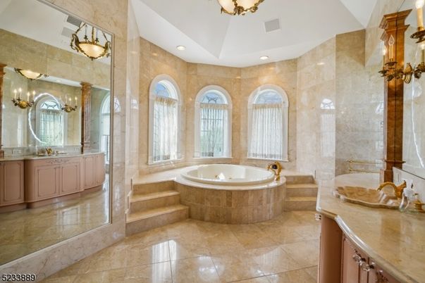 Bathroom, Dual Sink Vanities, Glass Shower, Interior, Recessed Lighting