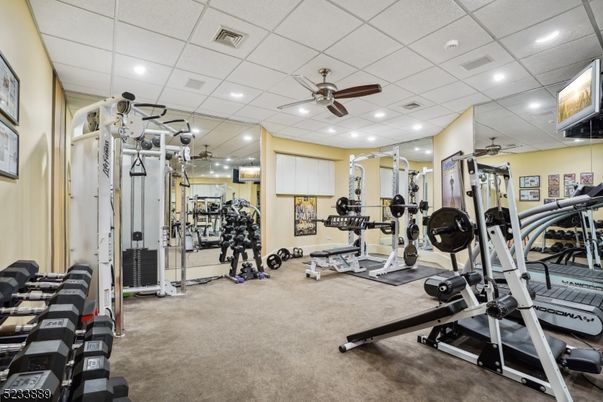 Fitness Equipment, Gym, Interior, Recessed Lighting