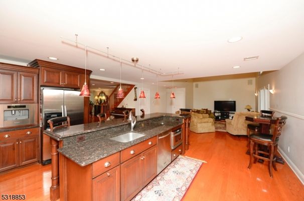 Interior, Kitchen, Living room, Pendant Lights, Recessed Lighting, Stainless Steel Appliances, Wood Texture Flooring