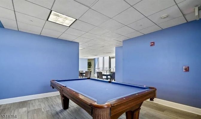 Billiard Table, Game Room, Interior, Recessed Lighting, Wood Texture Flooring