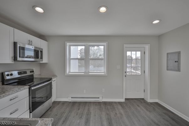 Interior, Kitchen, Recessed Lighting, Wood Texture Flooring