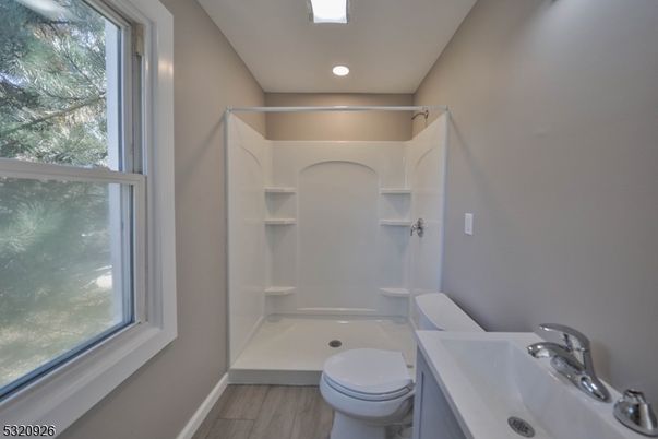 Bathroom, Interior, Recessed Lighting, Wood Texture Flooring