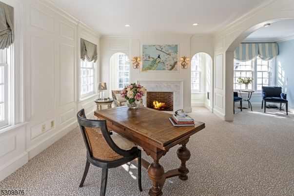 Fireplace, Home Office, Interior, Recessed Lighting
