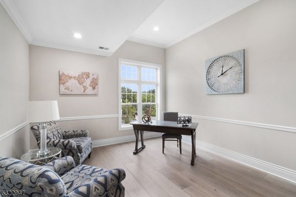 Home Office, Interior, Recessed Lighting, Wood Texture Flooring