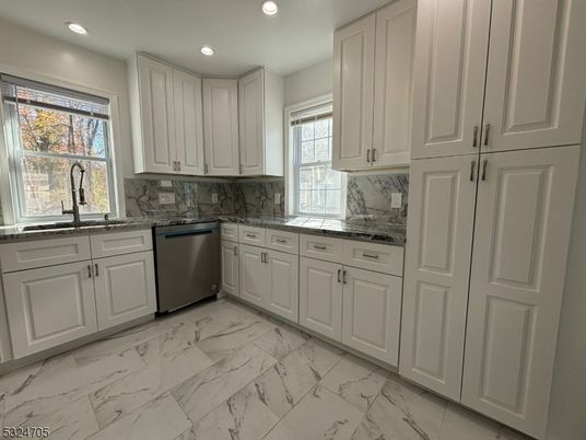 Interior, Kitchen, Marble, Recessed Lighting, Stainless Steel Appliances