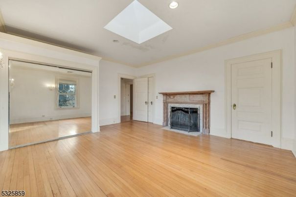 Empty room, Fireplace, Interior, Recessed Lighting, Wood Texture Flooring