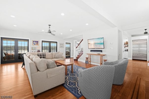 Interior, Kitchen, Living room, Recessed Lighting, Stainless Steel Appliances, Wood Texture Flooring