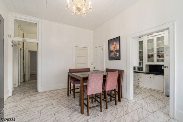 Chandelier, Dining room, Interior, Marble