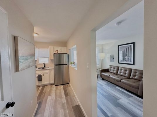 Interior, Kitchen, Living room, Stainless Steel Appliances, Wood Texture Flooring