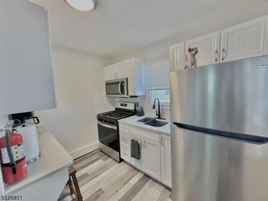 Interior, Kitchen, Stainless Steel Appliances, Wood Texture Flooring