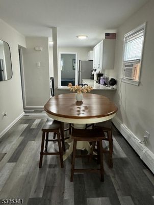 Dining room, Interior, Kitchen, Recessed Lighting, Wood Texture Flooring
