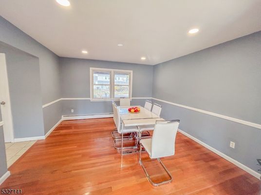 Dining room, Interior, Recessed Lighting, Wood Texture Flooring