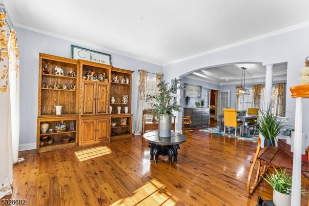 Dining room, Interior, Pendant Lights, Recessed Lighting, Wood Texture Flooring