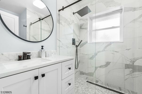 Bathroom, Glass Shower, Interior, Marble Walls