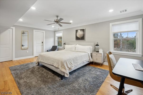 Bedroom, Home Office, Interior, Recessed Lighting, Wood Texture Flooring